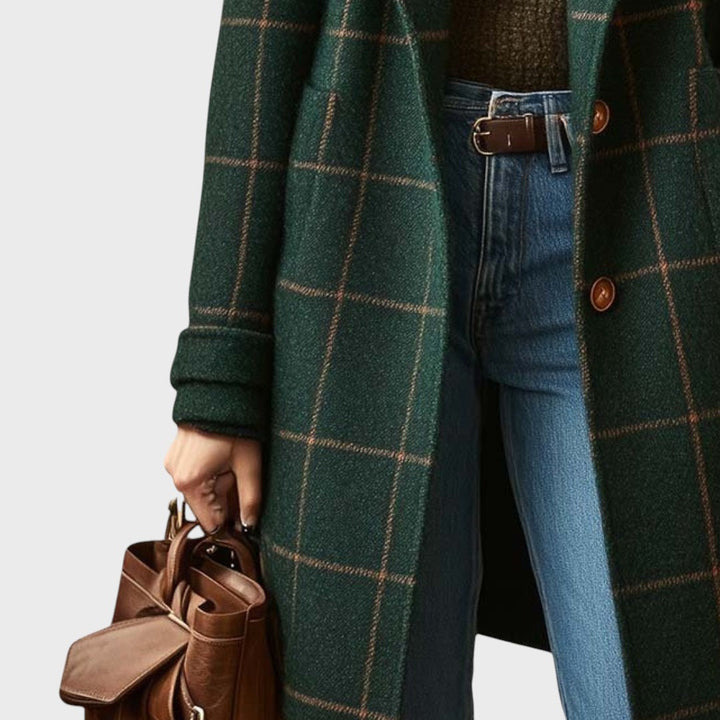 Klára | Klasický kabát s kostkovaným vzorem