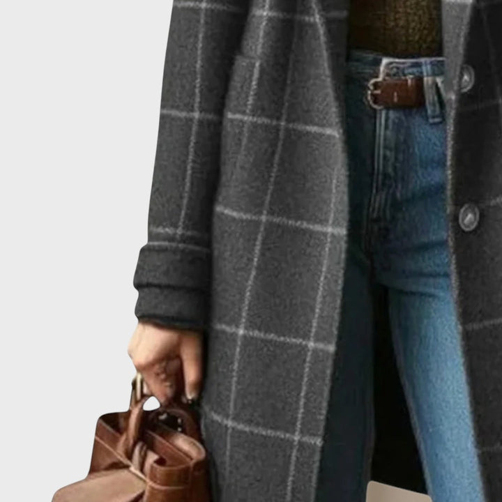 Klára | Klasický kabát s kostkovaným vzorem