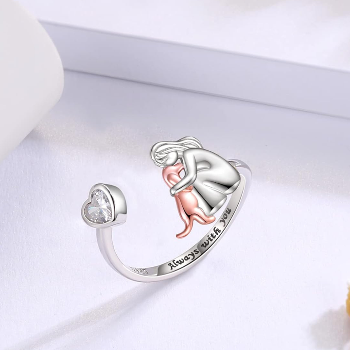 Valérie – Prsten s ikonickým motivem dívky a psa (růžový)