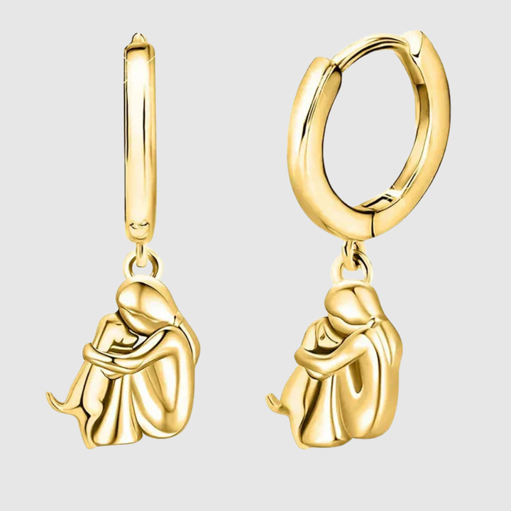 Elisa – Náušnice s ikonickým motivem dívky a psa (kruhový uzávěr)