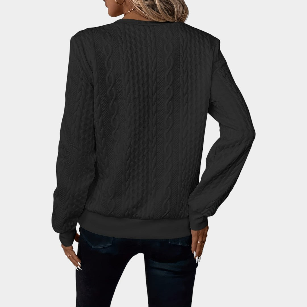 Amálie – Dámský svetr s copánkovým vzorem a zipem