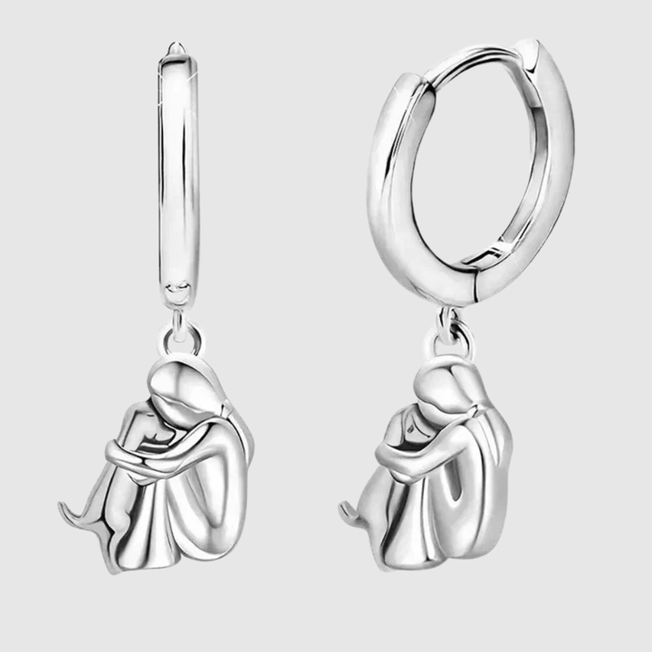 Elisa – Náušnice s ikonickým motivem dívky a psa (kruhový uzávěr)
