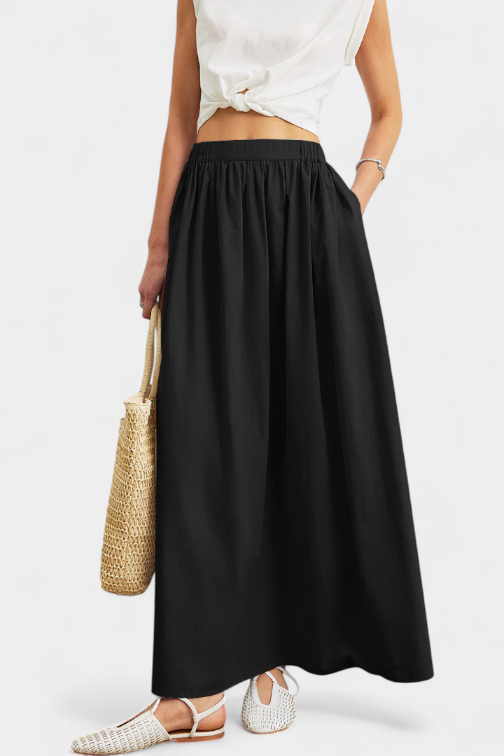 Yora | Bavlněná áčková sukně s elastickým pasem a kapsami