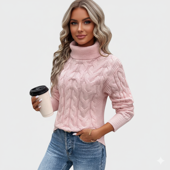 Amelia | Elegantní pletený rolák s copánkovým vzorem