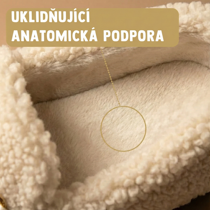 Karolína | Plyšové mokasíny se zlatým řetízkem