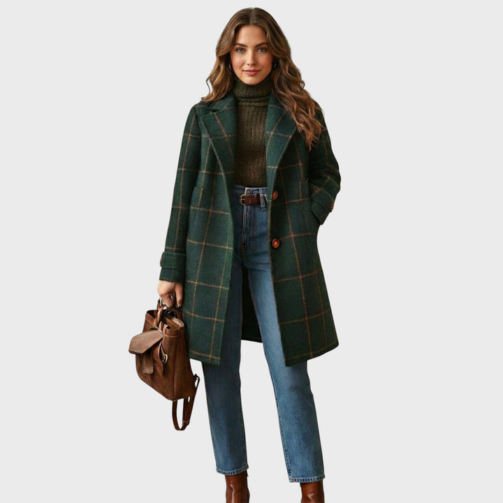 Klára | Klasický kabát s kostkovaným vzorem
