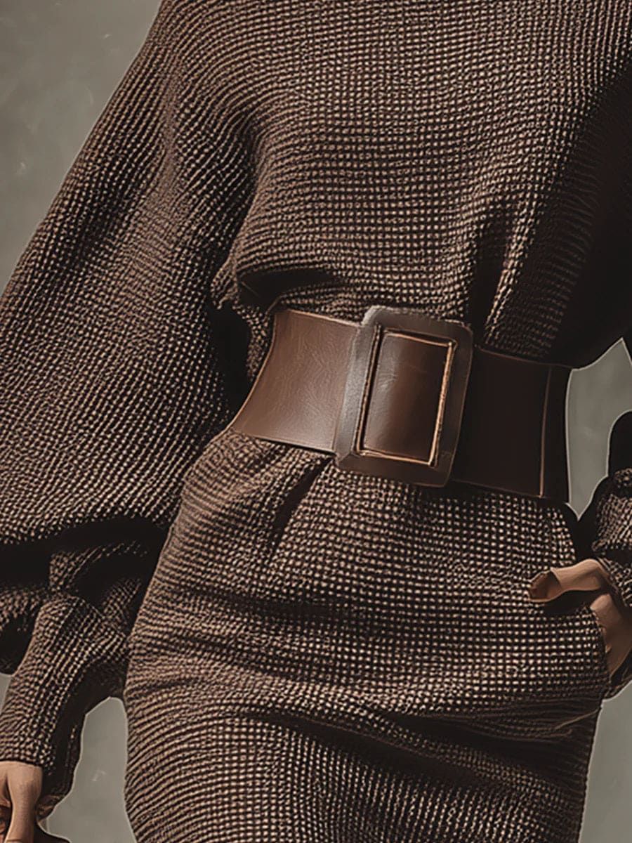 CLÉA | Krátké pletené šaty se strukturovaným páskem