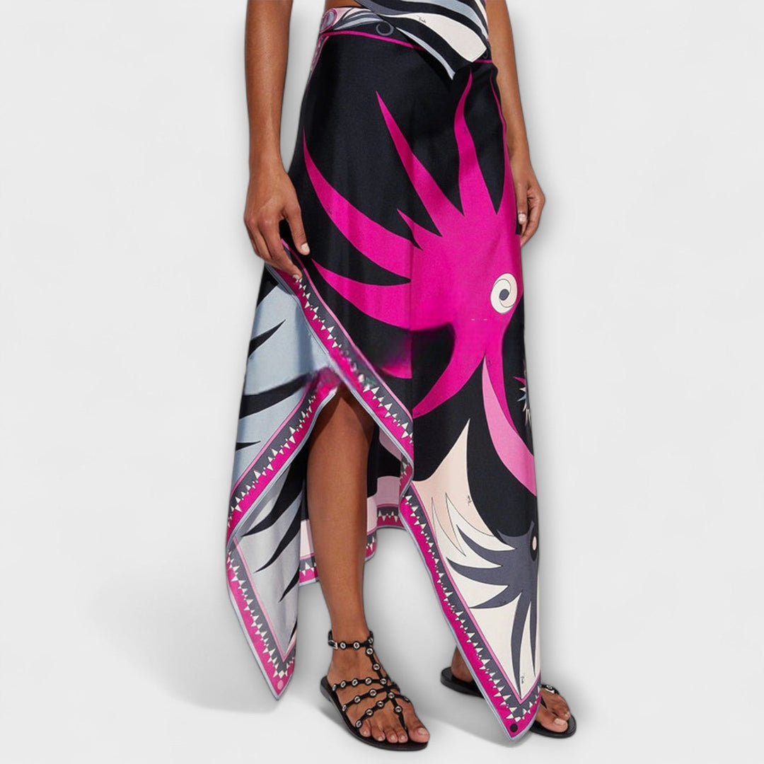 Everly - Sada halter topu a asymetrické midi sukně